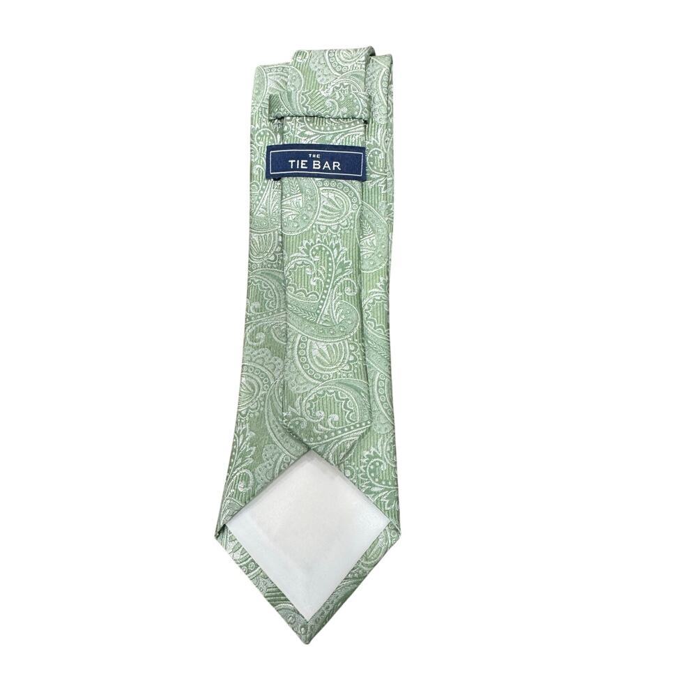 The Tie Bar Men’s Neck Tie 100% Silk Stain Resistant Green Paisley #G972 - Picture 5 of 7